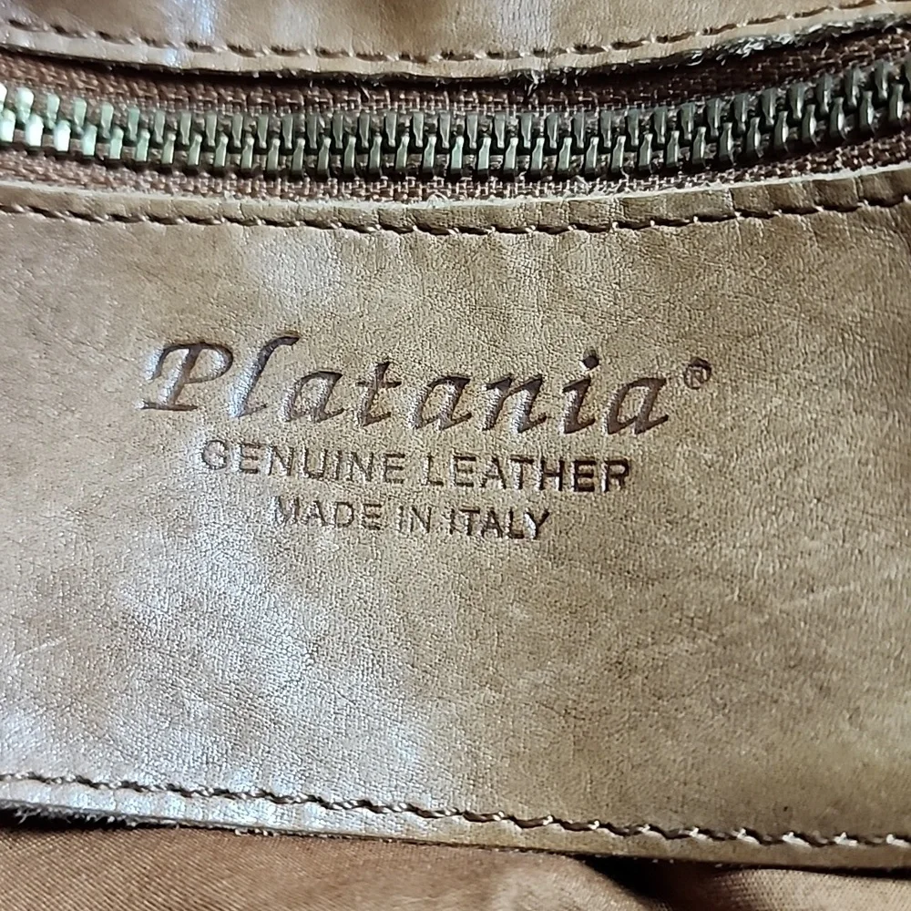 Italian leather brown studded shoulder bag from Platania made in Italy